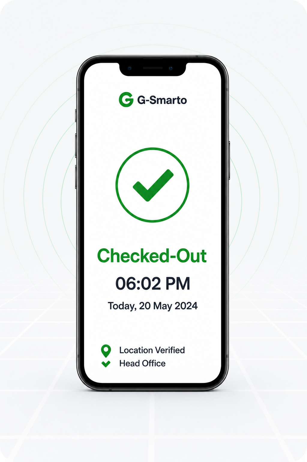 Phone showing Checked-Out confirmation